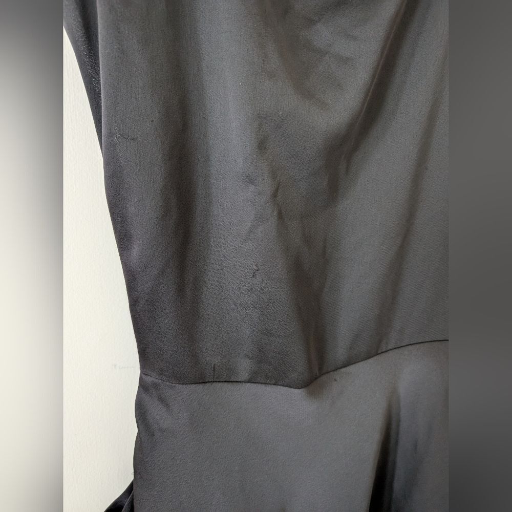 Anthropologie BHLDN Louisa Satin Charmeuse Black Front Tie Midi Dress Size 4 - Picture 4 of 12